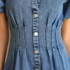 Summer Denim Dress for Women Puff Sleeve Slim Fit Jean Dresses for Women 2025 Casual