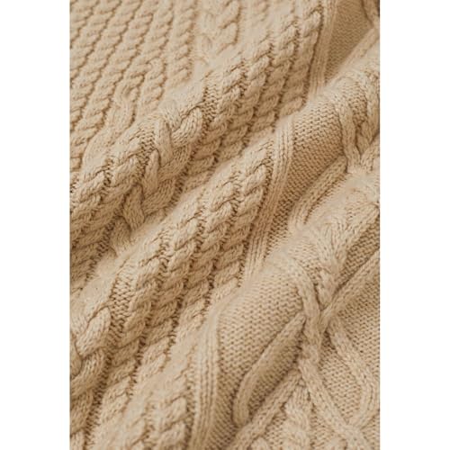 Women Cable Knit Sweater Dress Boat Neck High Waisted Knit Dresses Elbow Sleeves Solid Fall Trendy Casual Long Dress