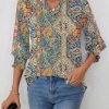 Women's 2025 Fashion Tops 3/4 Length Sleeve Business Casual Blouses Summer Tees Shirts S-4X