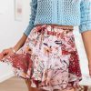 Flowy Shorts for Women Casual Cute Floral Skorts Chiffon Ruffle Tennis Mini Skirts Butterfly Summer Boho Shorts