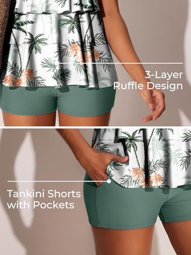 Women's Tankini Swimsuits with Shorts Ruffled Tummy Control Bathing Suits Modest 2025 Swimwear