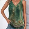 Womens Tank Tops Loose Fit V Neck Ruched Sleeveless Tops Casual Basic Banded Shirts S-XXL